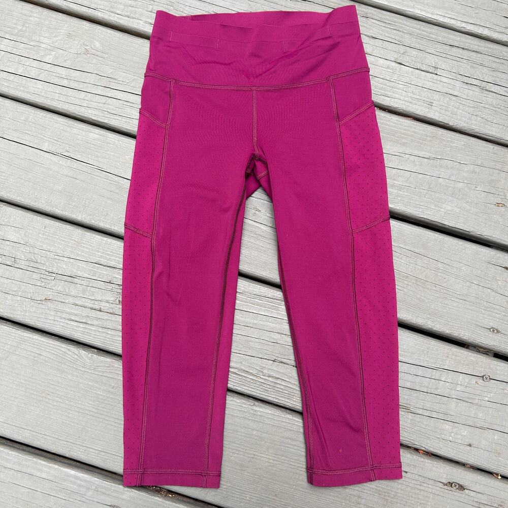 Lululemon Mind Over Miles Crop 17 Marvel Size 4 Burgundy Run Leggings Pocketed